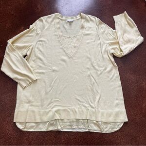J.Jill Yellow Lightweight Knit Tunic w Satin-Faux Tank and Hem Sz 2X